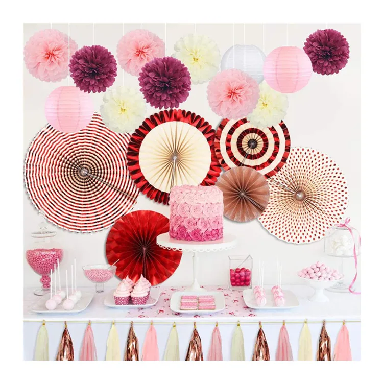 Decoration Wedding Birthday Party Supplies Tissue Paper Pom Pom Paper Lanterns Hanging Tassel Garland Bridal Shower Decorations
