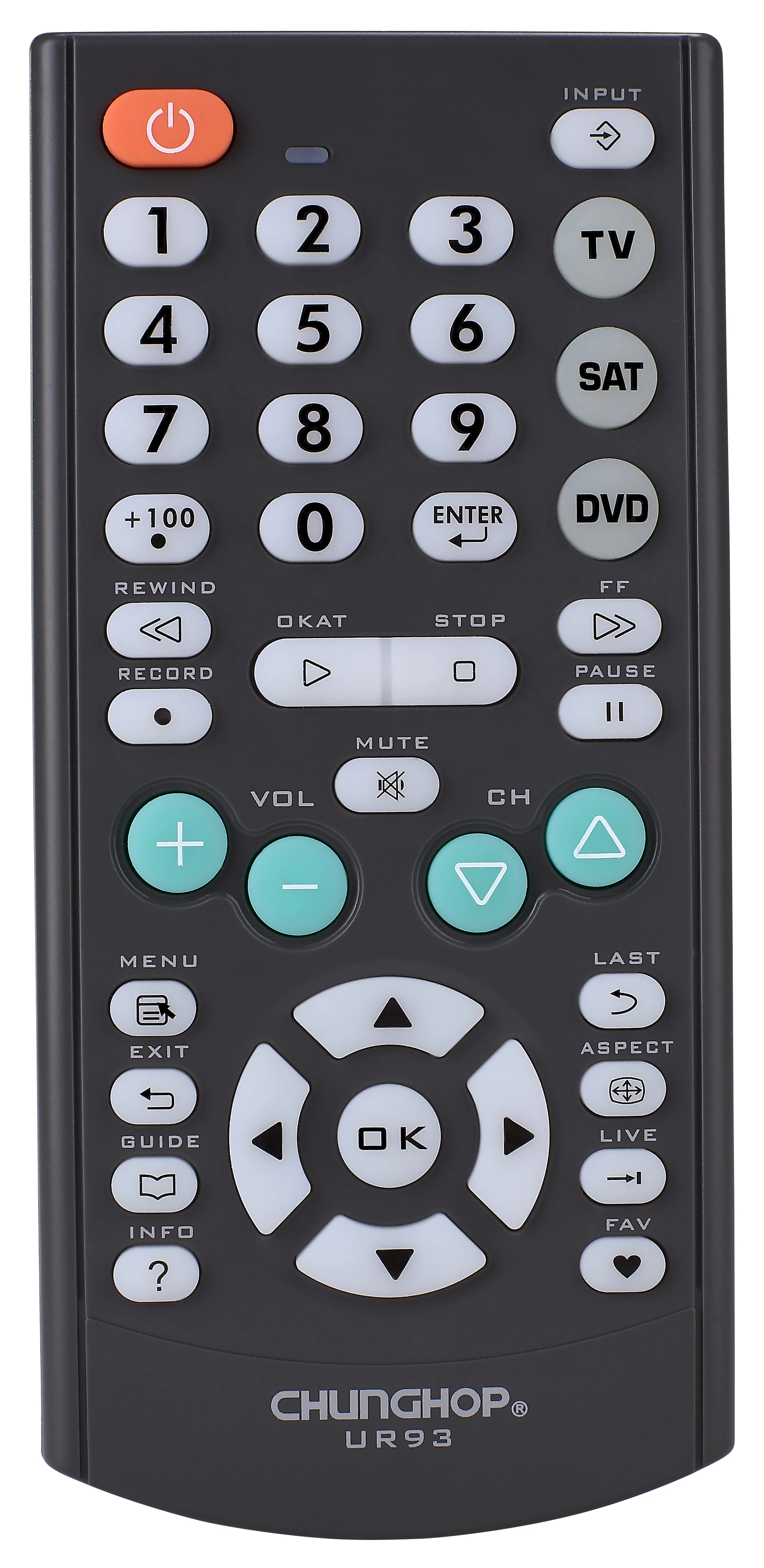 Chunghop UR93 Operation 3 devices in 1 Remote TV Universal Remote Control