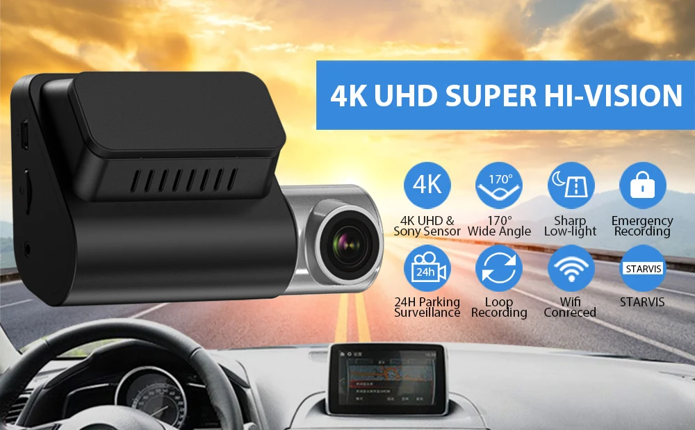 HL&OEM car video camcorders 4k dash vehicle cams 2k wifi circle recording 2 inch screen car black box with gps and g-sensor