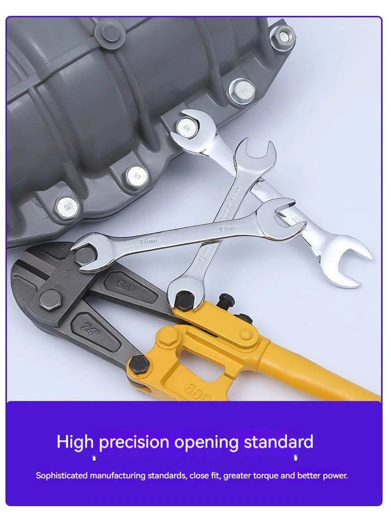 Wholesale high carbon steel forged mirror frosted flat ribbed double-head double-open wrench