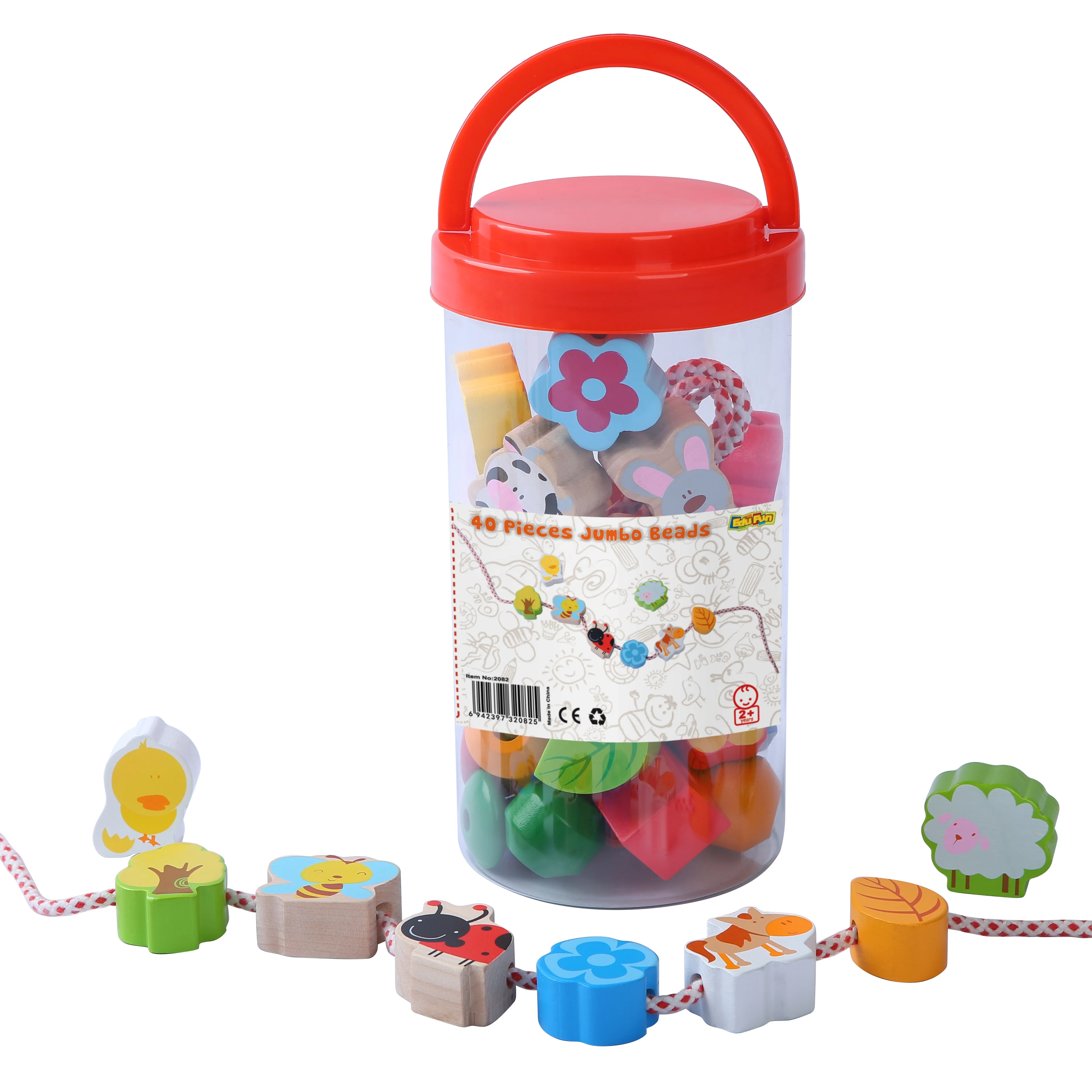 Kids Toys Educational Toys Wooden Flower & Animal String Beads Toy