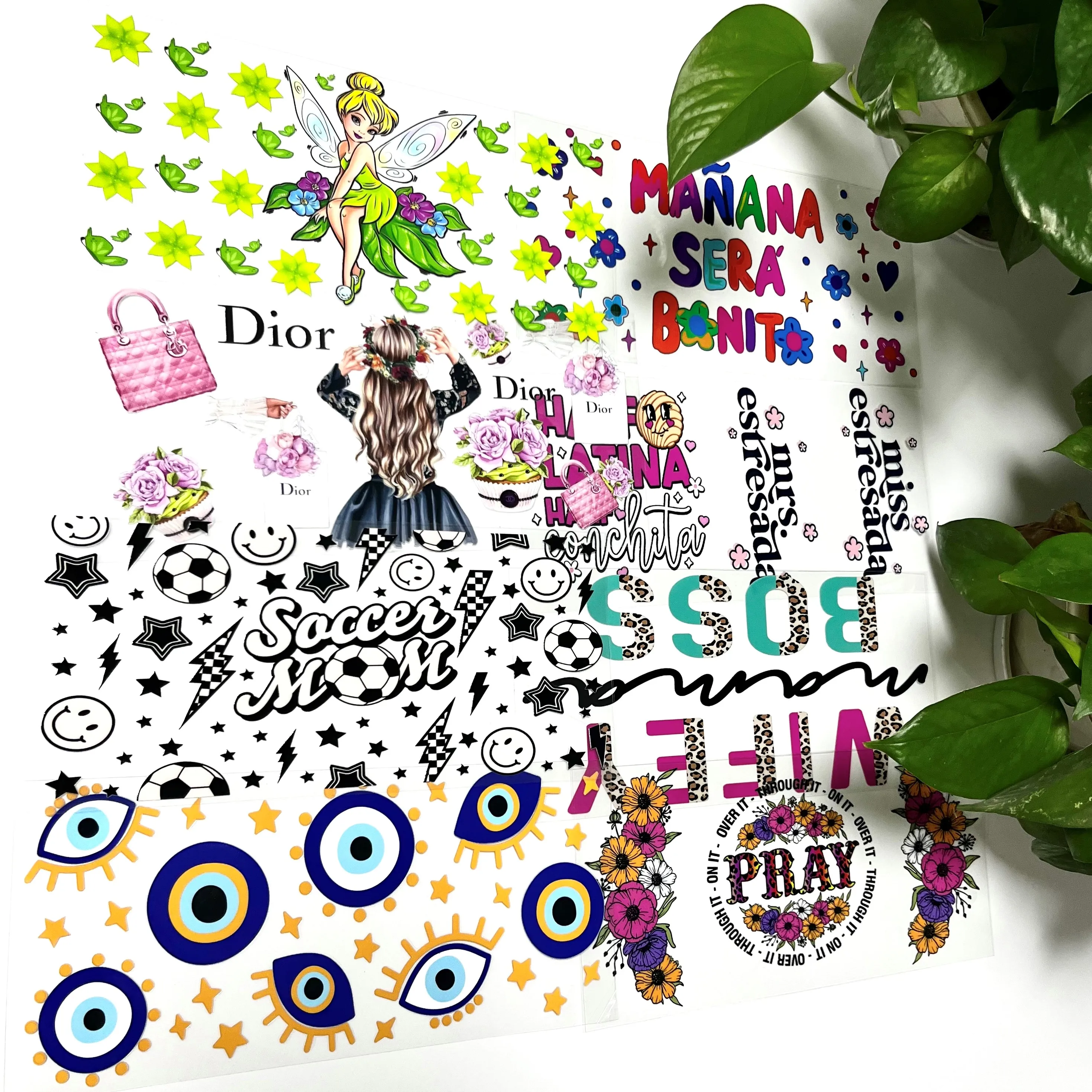 Wholesale 6000+ Design High Quality UV Dtf Libbey Wrap Transfers 4oz 20oz 16oz Cartoon Glass Can Printing UV DTF Cup Wraps