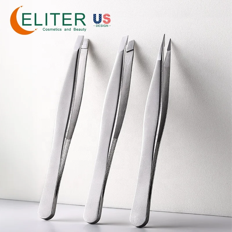 ELITER In Stock Remove The Finest And Smallest Hairs Slant Tweezer Square Tweezer Point Tweezer For Expert Brow Shaping