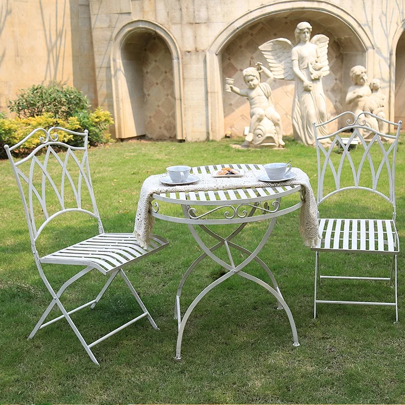 Outdoor furniture wrought iron folding garden bistro chair and table set