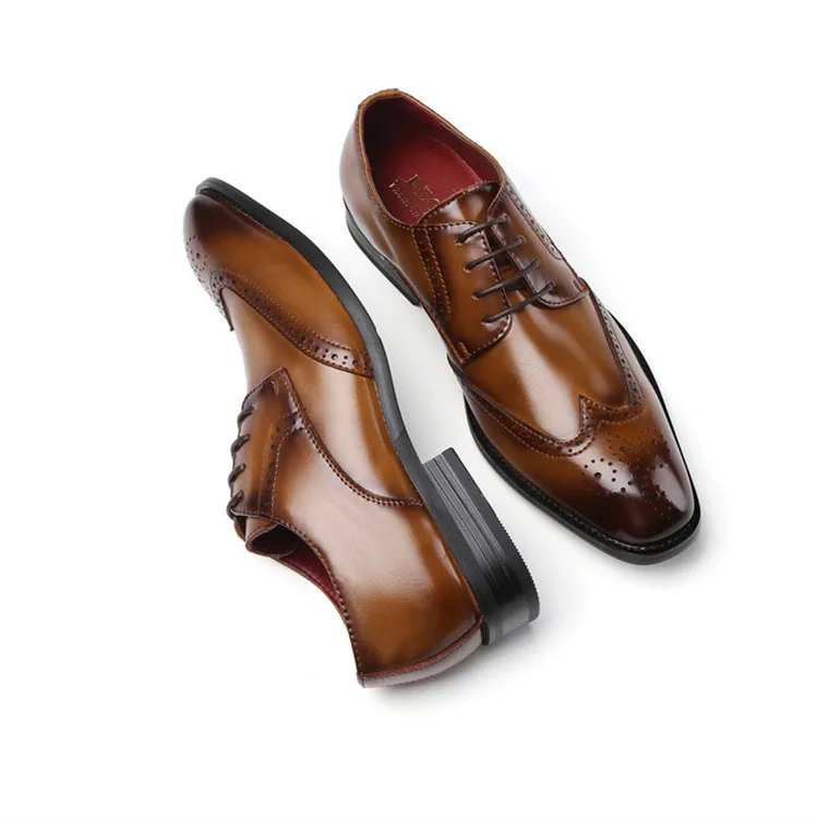 sh12038a Brogue Shoes Men Classic Italian Brand Mens Formal Genuine Leather Brown Office Shoes