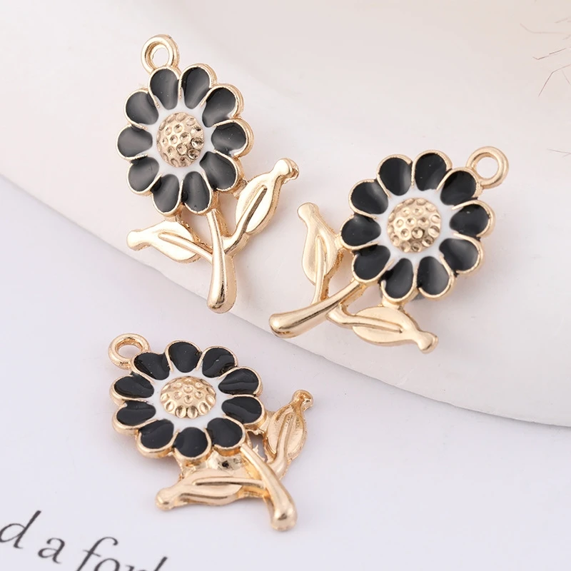 Enamel Alloy Flower Charms Floral Metal Dangle Charms for DIY Earring Bracelet Necklace Key Chain Jewelry Making Crafts