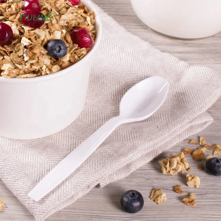 Individually wrapped cutlery disposable ice cream spoon silverware soupspoon coffee tea spoon ps white plastic spoons