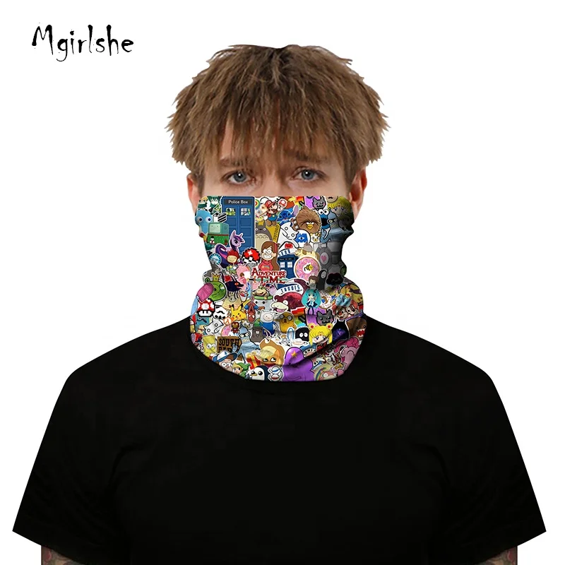 
Mgirlshe New Arrival Factory Customized Outdoor Sun Dust Protection Anime Scarf Tube Durable Face Cover Seamless Bandana 