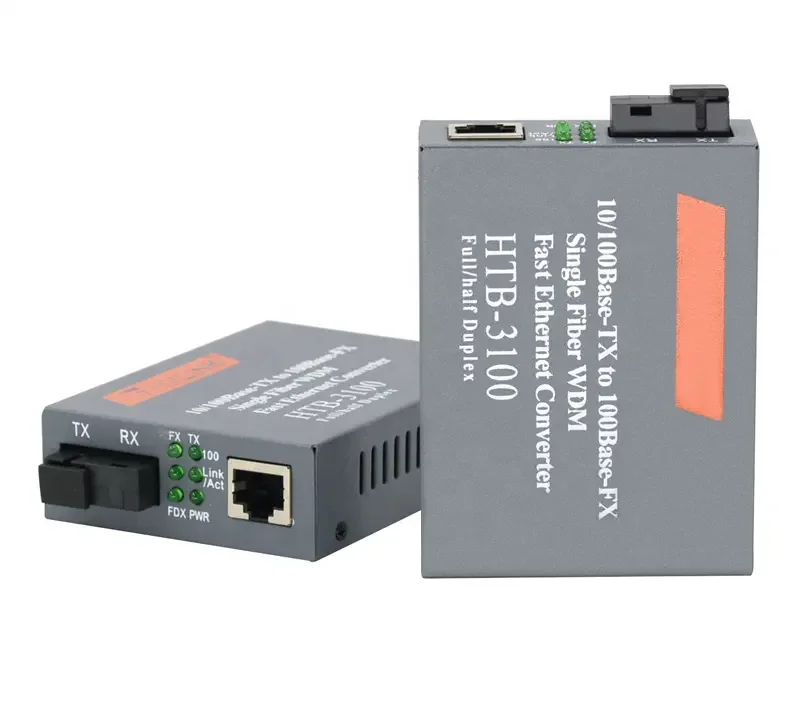 FTTH Fiber Optic Media Converter Simplex Optical Transceiver HTB 3100 Netlink 25km A/B Fiber Media Converter RJ45 Network Cable