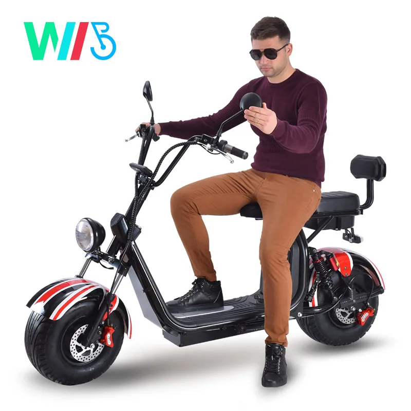 Factory Direct  60V 1000W 1500W 2000W 12Ah Lithium Battery Adult 2 Fat Tyres Adult Electric Motorcycle Electric Scooter Citycoco