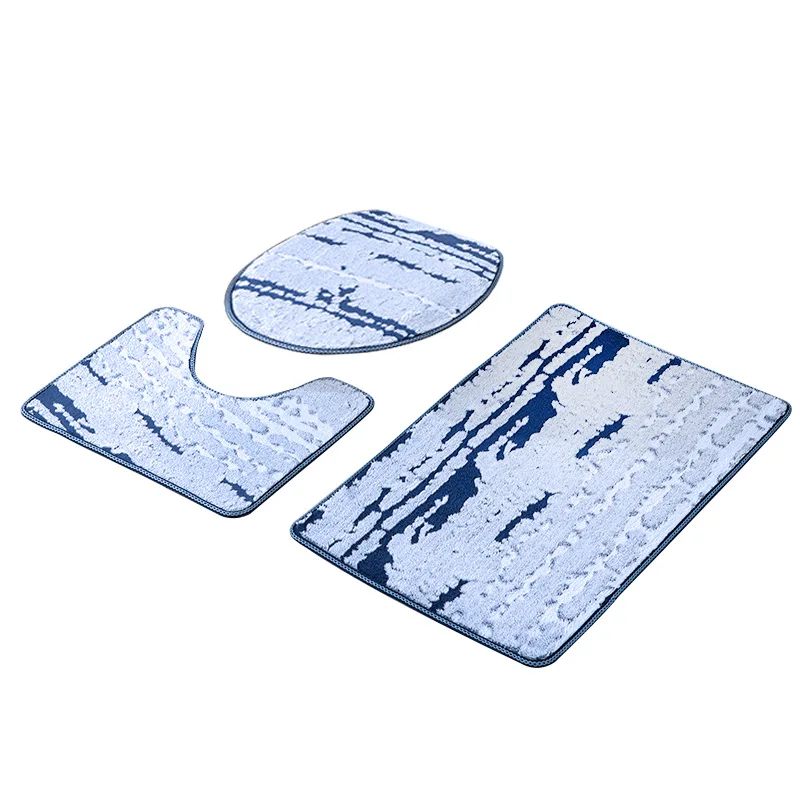 Hot selling bathroom water absorption and anti slip floor mat, bathroom jacquard toilet three piece set