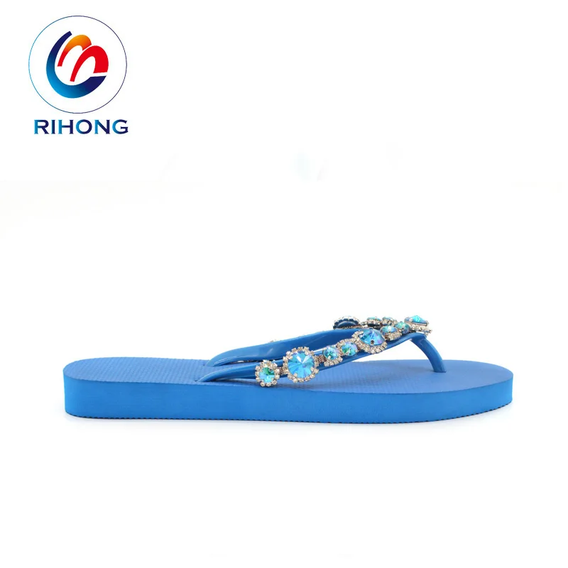 2024 new custom logo diamond thong eva flip flops summer beach slippers for women
