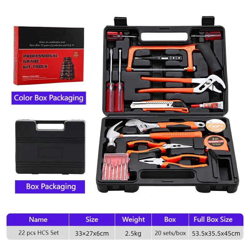 22- Piece 108-Piece General Household Hand Tool kit Professional Auto Repair Tool Set Screwdriver Set with Portable Storage Box
