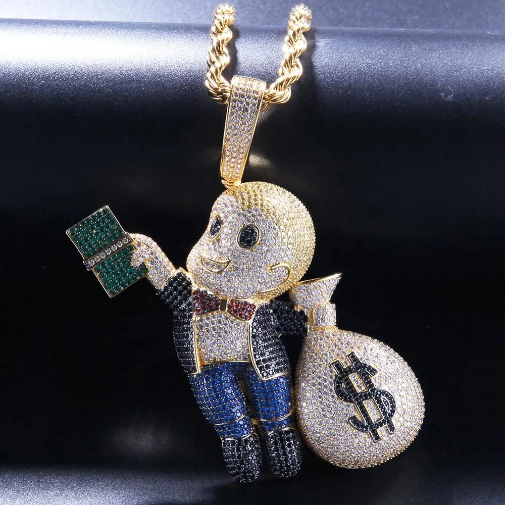 custom hip hop dollar sign play boy cute charm necklace
