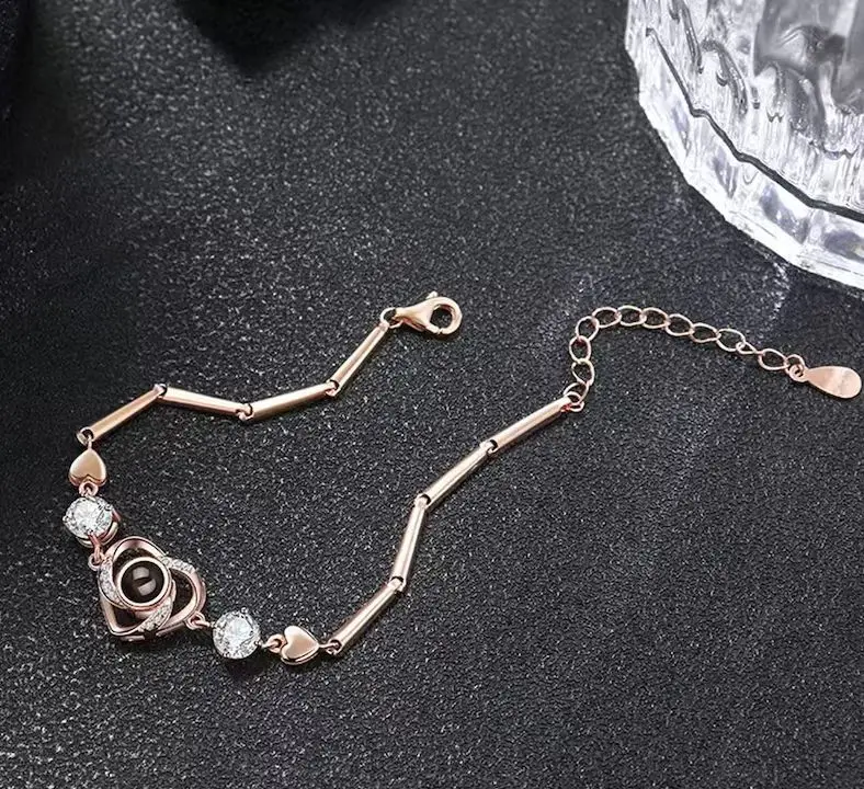 OEM Sterling Silver Copper Best Friend Bracelet Packaging Custom Picture Projection Couple Bracelet Ankle Bracelets for Women