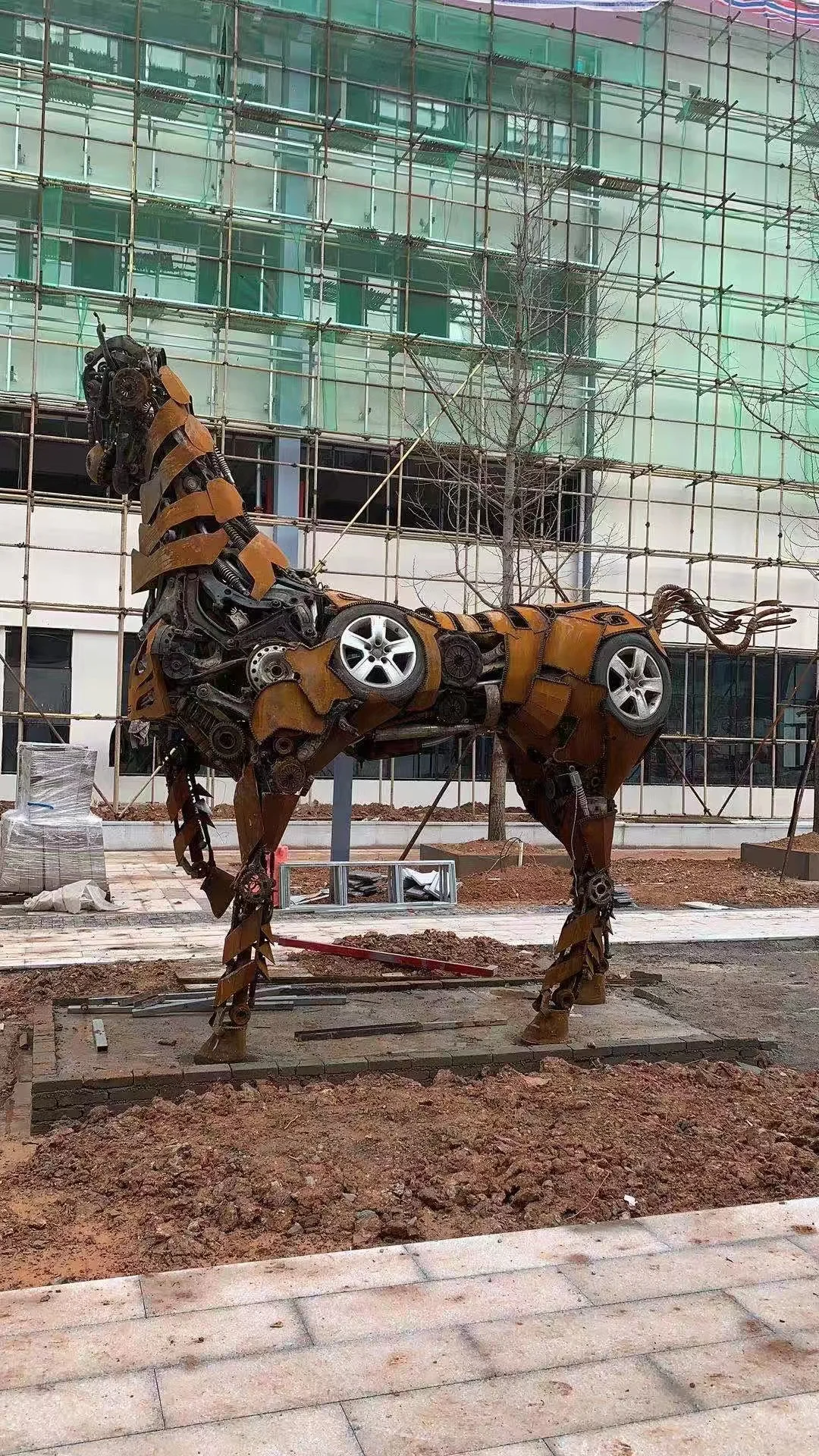 Outdoor sculpturegarden metal horse sculpture home decoration design living cast iron family standing door statue