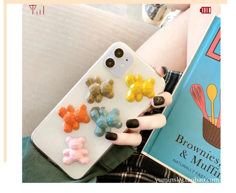 Acrylic bear drop glue mobile phone case accessories DIY handmade bear headdress beads without holes