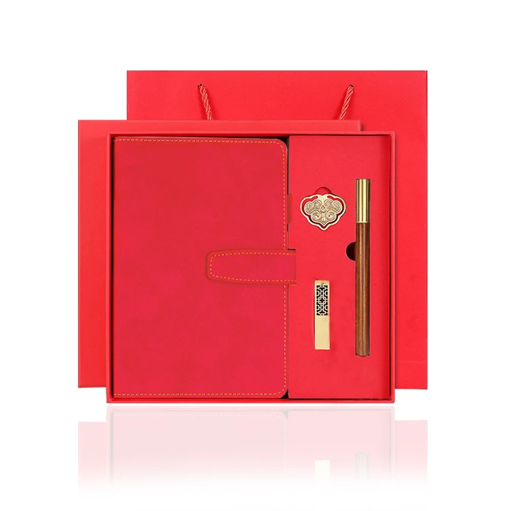 luxury corporate promotional business gift sets it  journals custom logo notebook usb flash drive bookmarks for book