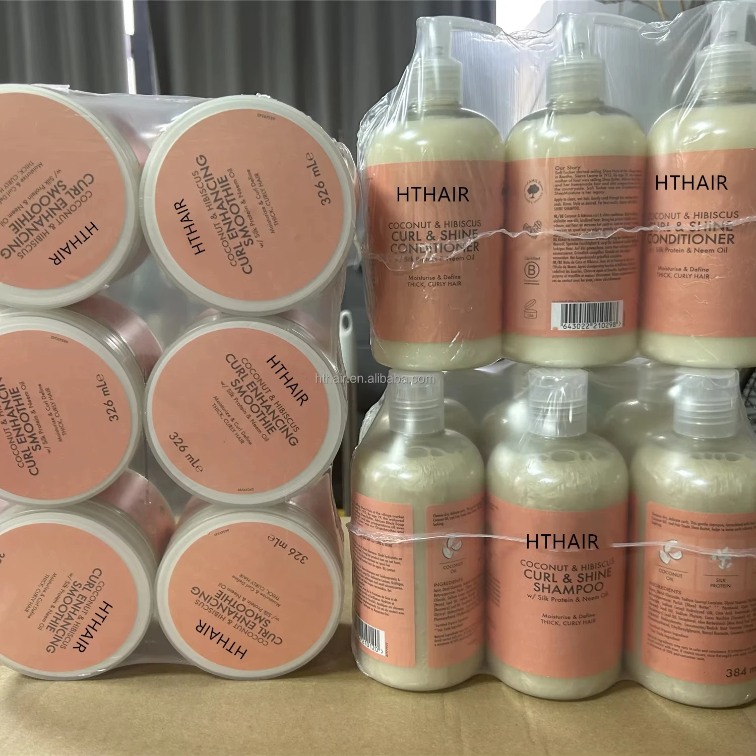 Coconut & Hibiscus Curl & Shine Curly Hair Products w/ Coconut Oil Vitamin E Neem Oil Frizz Control Shampoo and Conditioner Set