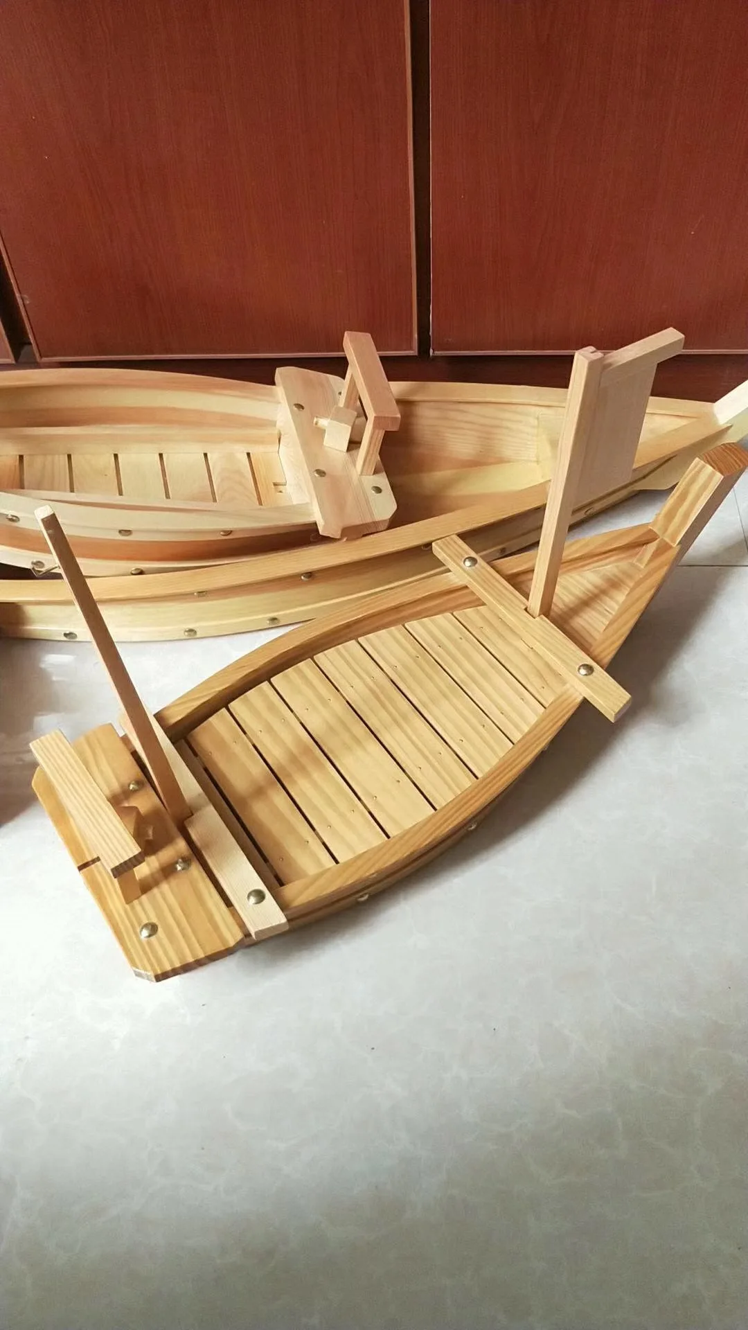 
japanese sushi serving plate wooden sushi boat wholesale 