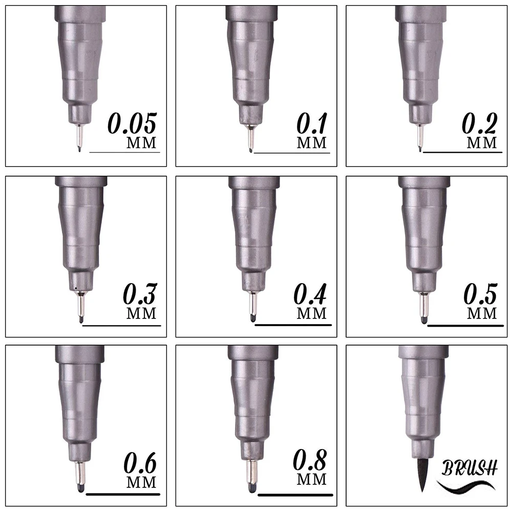 9-Piece Hand Lettering & Calligraphy Pens Set Soft & Hard Tip Brush Markers Plastic Beginners Writing Art Drawings Journaling
