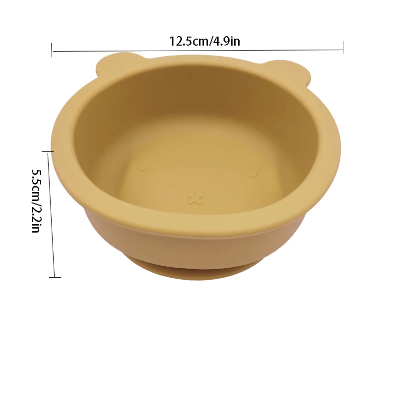 non-toxic non-spill strong suction BABI FOOD BOWL  set feeding bear shape silicone suction bowl with lid and spoon