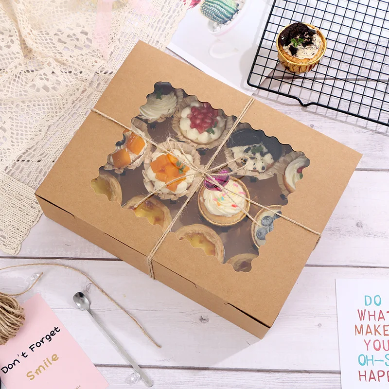 Wholesale Food Box Window White Marble Kraft Paper Take Away Bake 12PCS  Cupcake Box for Bakery