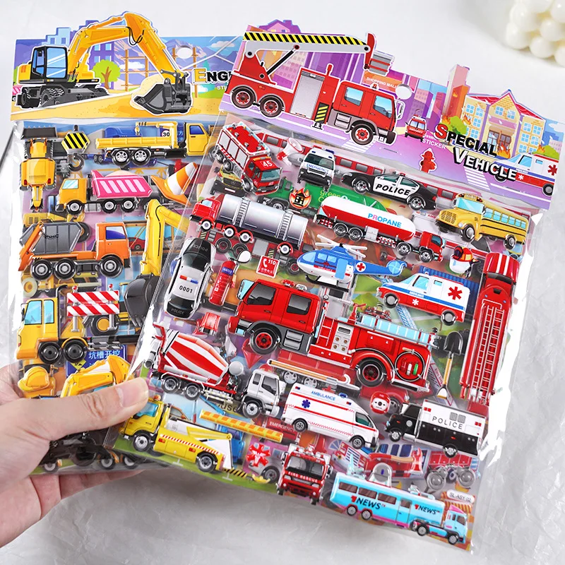 Double layer Transport tools AUTO sticker Puffy sticker play set simple silence book sticker collection