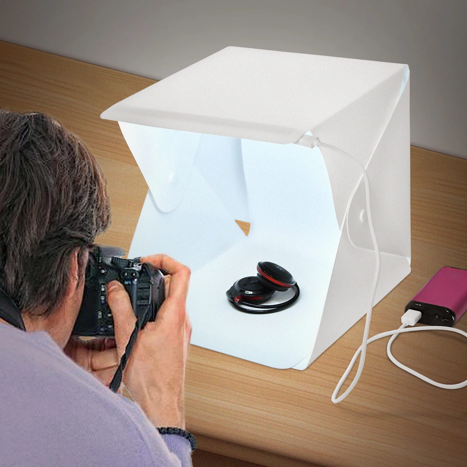 FOSOTO 30x30x30cm Portable Mini Folding Studio Photography Backdrops Softbox LED Light Box Background Photo Studio Lightbox