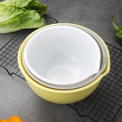 Multi-purpose kitchen accessories 3 pieces fruit vegetable storage basket color plastic mixing bowl set mixing bowls salad bowl