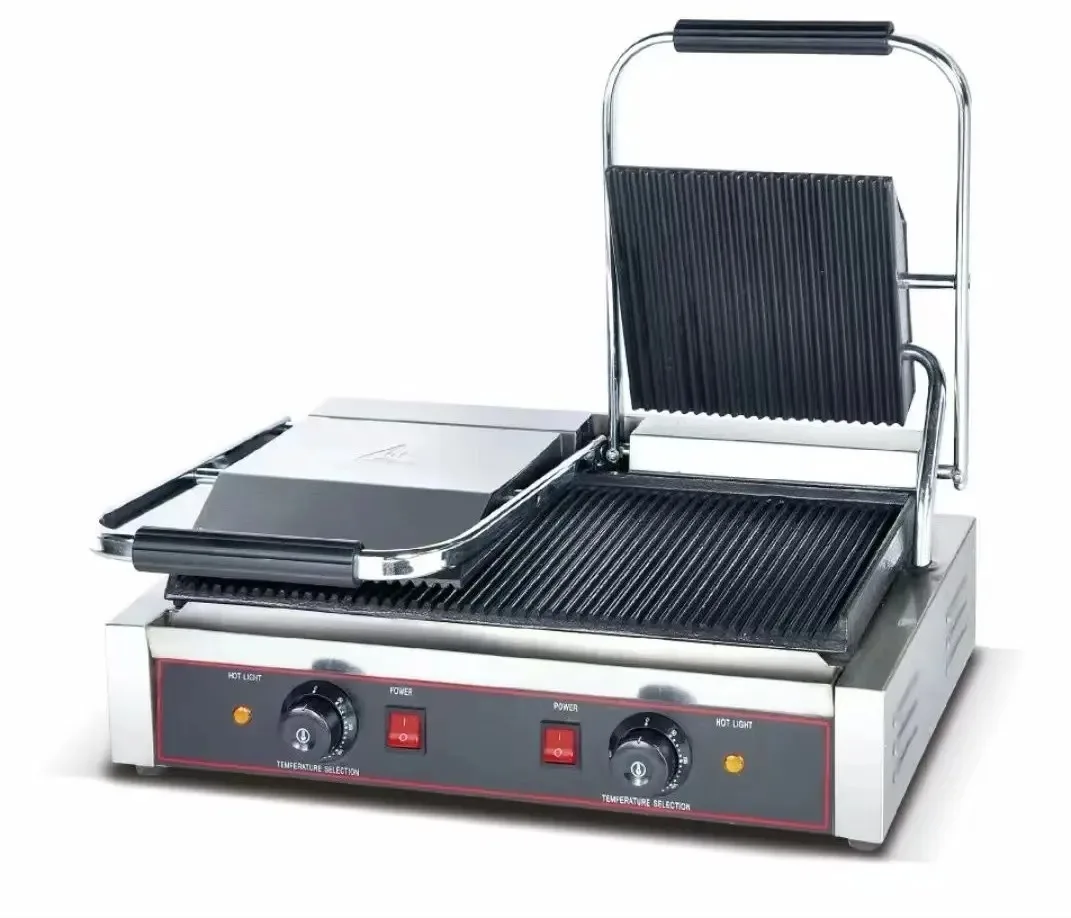 Stainless Steel BBQ Plate Gas Panini Grill Machine Commercial Electric Panini Grill Press Board Grill