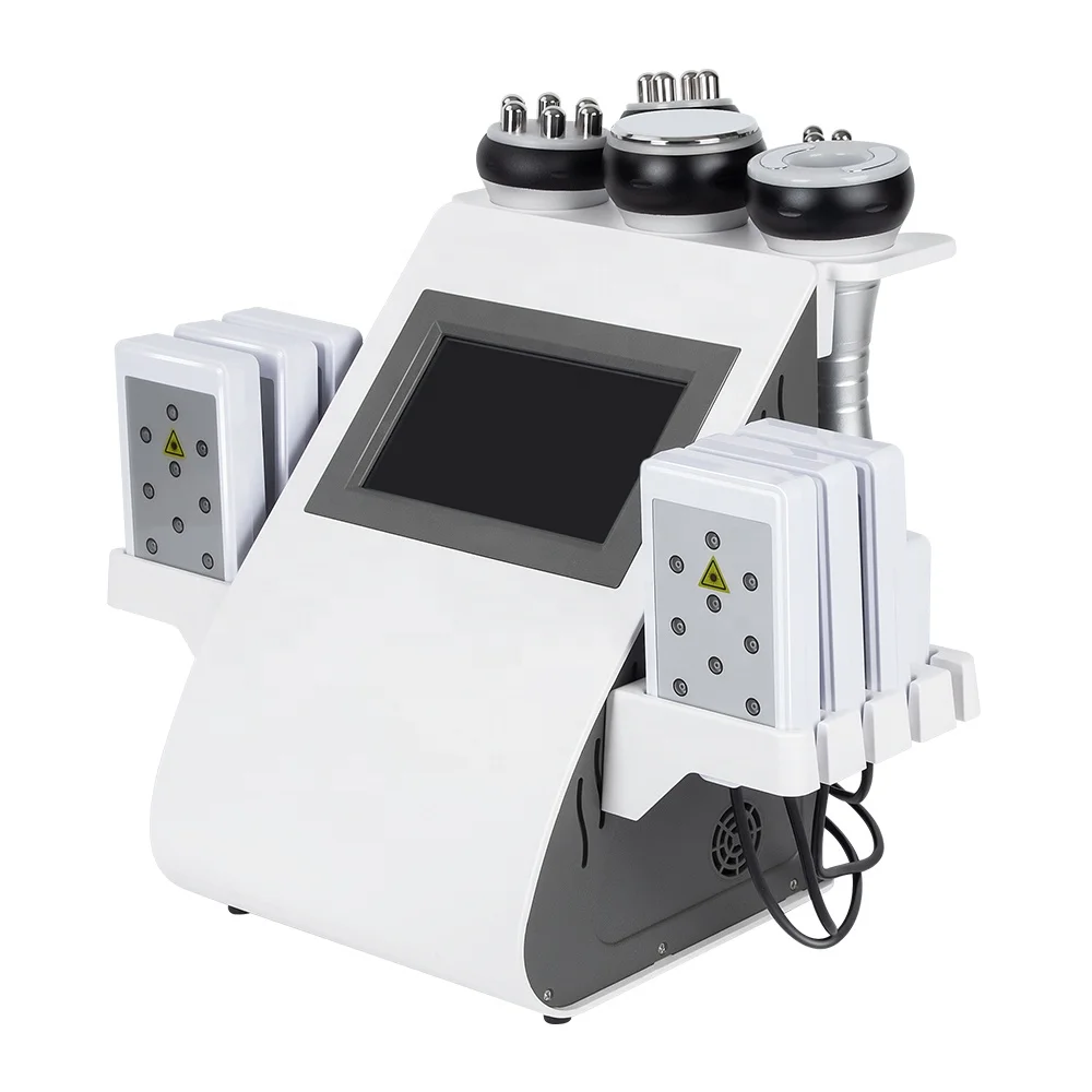 6 in 1 40k 40khz 80K radio frequency ultrasonic ultrasound fat lipolaser slimming cellulite rf vacuum system cavitation machine