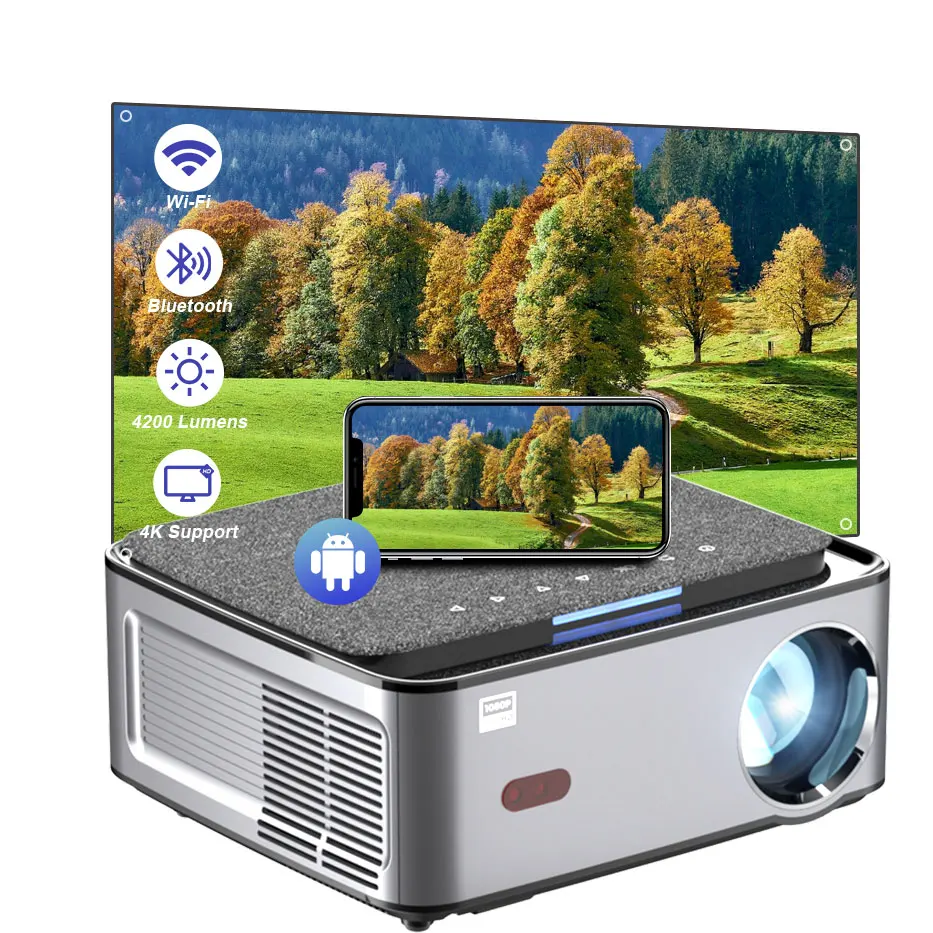 RIGAL P1 home theater projector 4k home theater led tv projector screen 4k video smart video wifi projector for movie