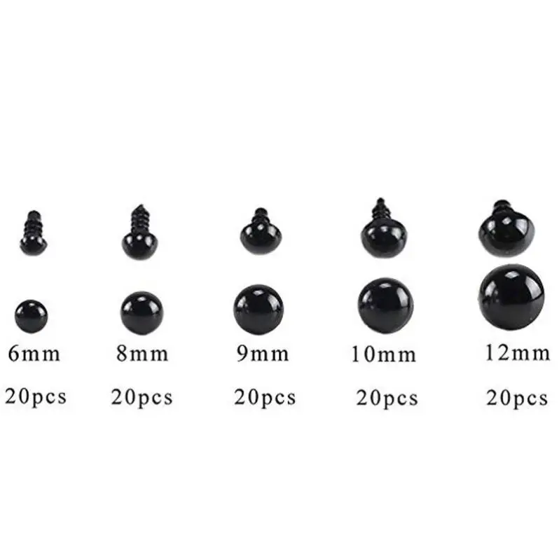 
DIY tools 100pcs 2-12 mm Black Plastic Crafts Safety Eyes For Teddy Bear Dolls Making Animal Accessories 