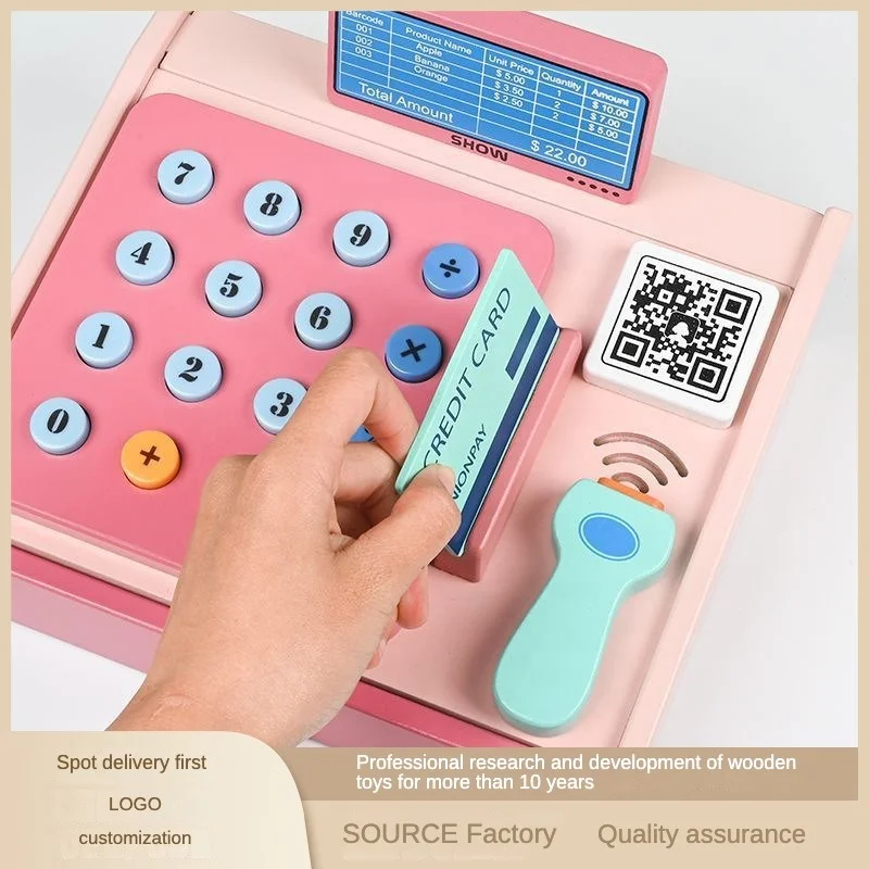 New Puzzle Wooden Cash Register Toys Pretend Play Toy For Kids Simulation Educational Toys