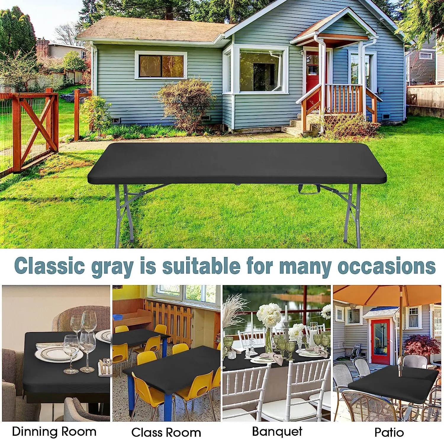 Stretch Fabric Table Top Cover Fitted Covers for Feet Washable Elastic Rectangle Cloth Home Party Banquet Picnic Wedding