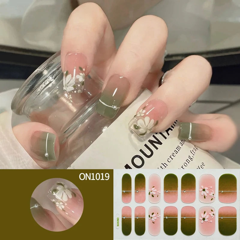 Full Wrap Nail Stickers Nail Polish Strips Gradient Stickers Glitter Self Adhesive DIY Art Decals Strips for Holiday Nail Decor
