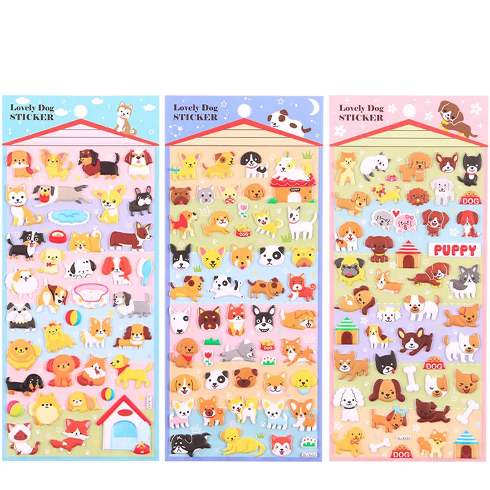 Custom 3D Puffy Pet dog sticker waterproof Kids Toddlers Vivid animal Puffy wholesale toy Boy Stickers