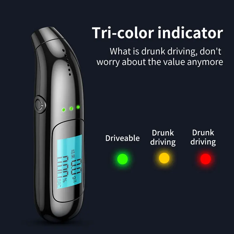 Accurate LCD digital display breath alcohol tester portable black white digital breathalyzer