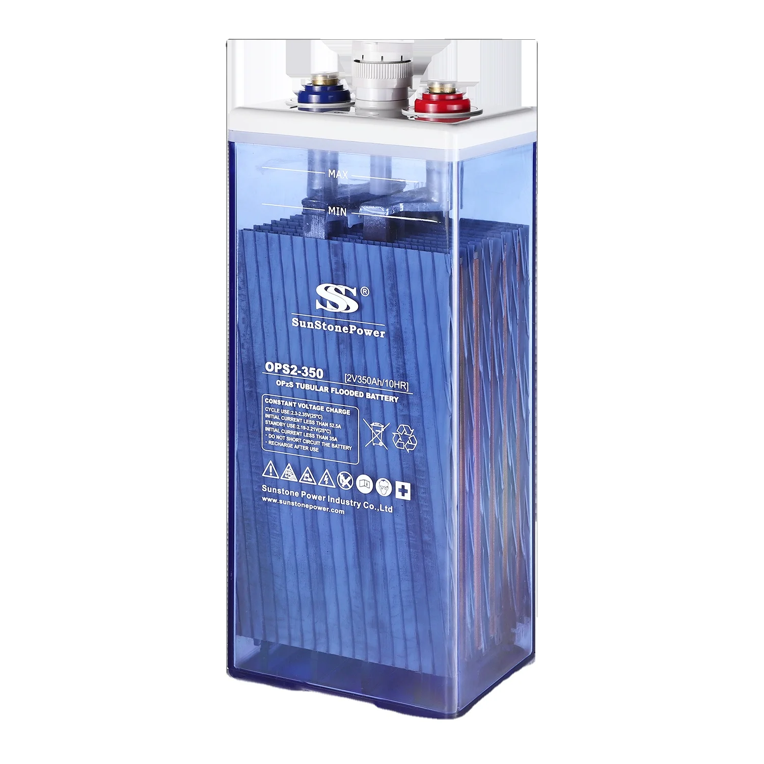 Sunstone 2V 350AH Tubular Flooded Battery 7500Cycles Lead Acid Manufacturer Factory Price OPZS Solar Storage Battery