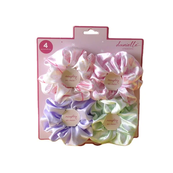 4 Pieces of oversize scrunchies custom different design and color hair accessory for girls