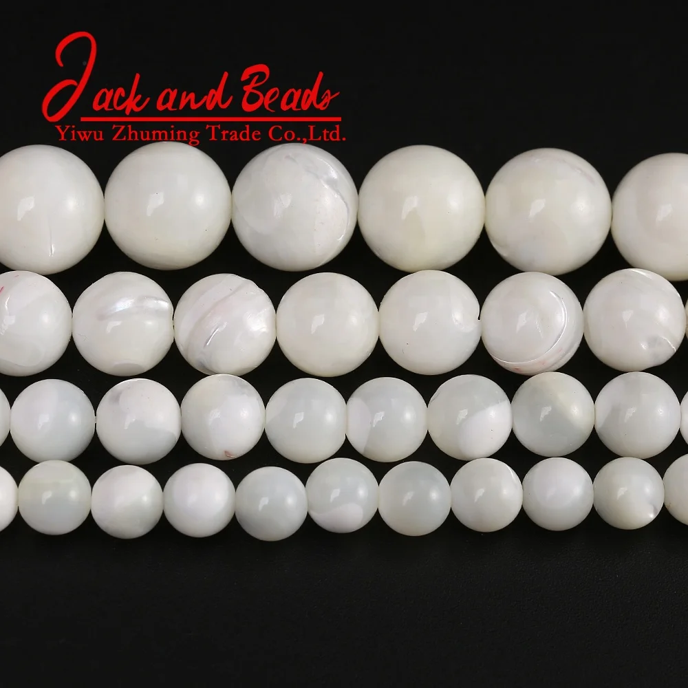 
Natural Round Trochus Niloticus Top Shell Stone White Beads 4 6 8 10 12MM 