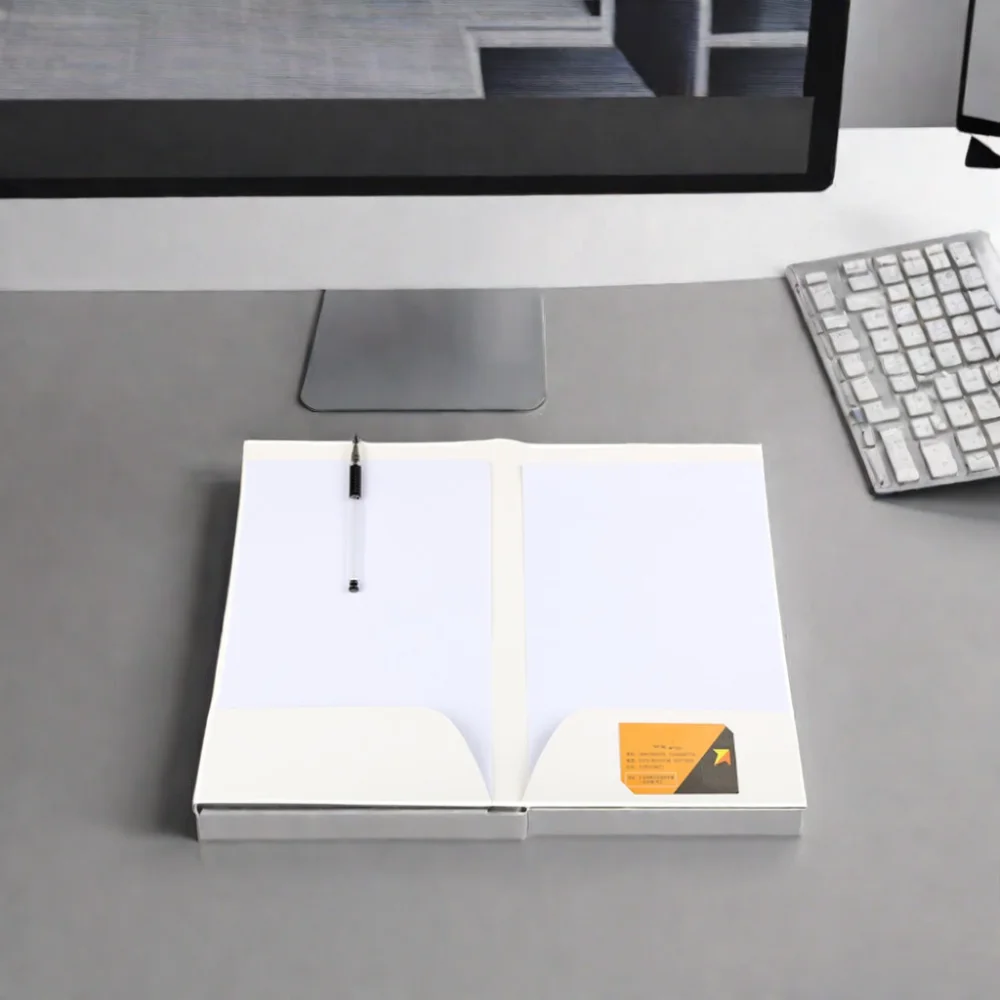Kraft Paper Presentation Folder Gift Paper File OEM Logo Printed Promotional A4 Size White Promotional Gift & Office Usage