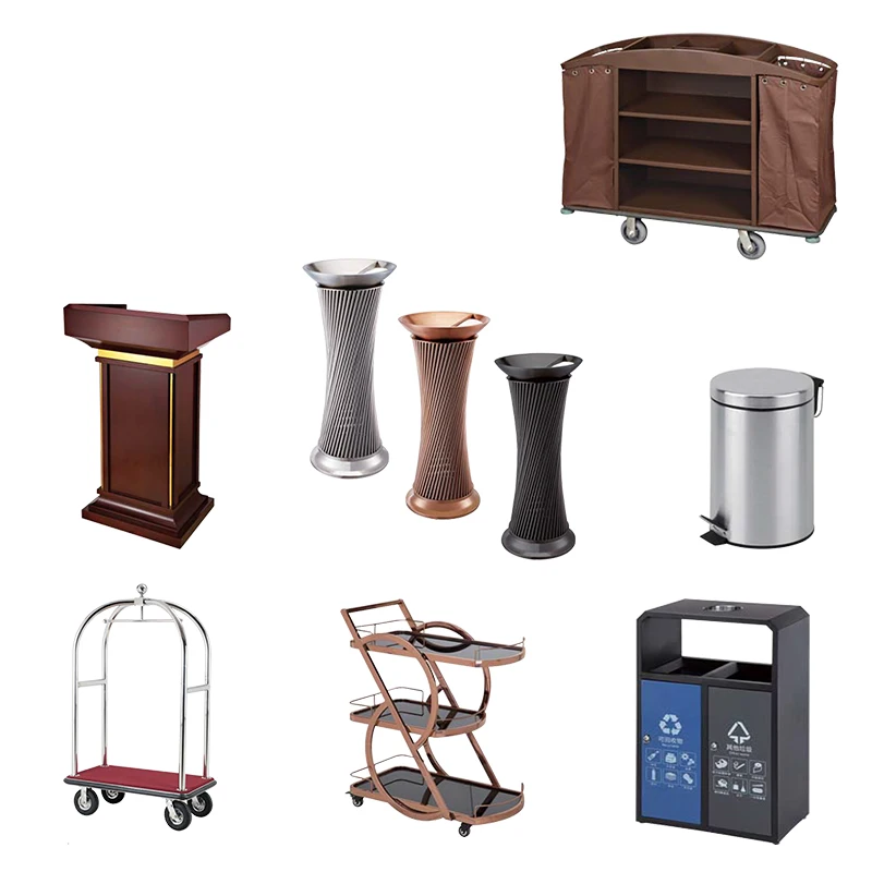 Factory Wholesale 5 Star Hotel Design Hotel Hospitality Supplies Dust Bin Room Service Trolley Luggage Rack