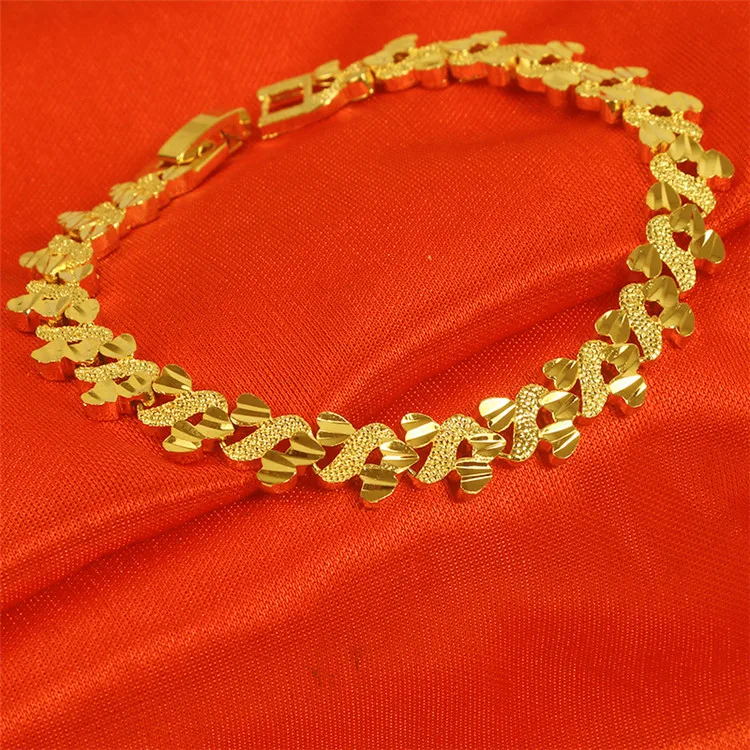 High Quality Brass Gold Plated Bracelet Button Watch Chain Heart Shaped Watch Chain Bracelet with Buckle