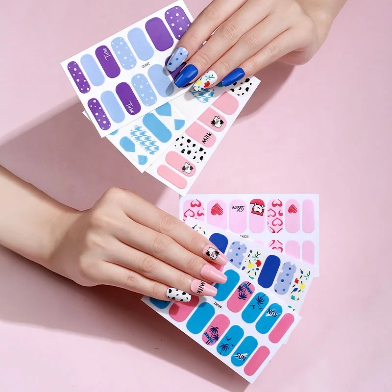NEW IN 2023 Valentine Nail Wraps Polish Strips Cheap Wholesale Nail Gel Wraps Black Customized Mouse Nail Stickers