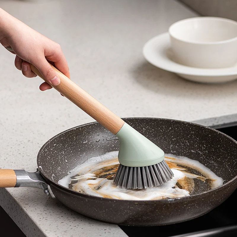 Pinmoo Long Handle Brushes Wash Dishes Pot Kitchen Household Cleaning Brush