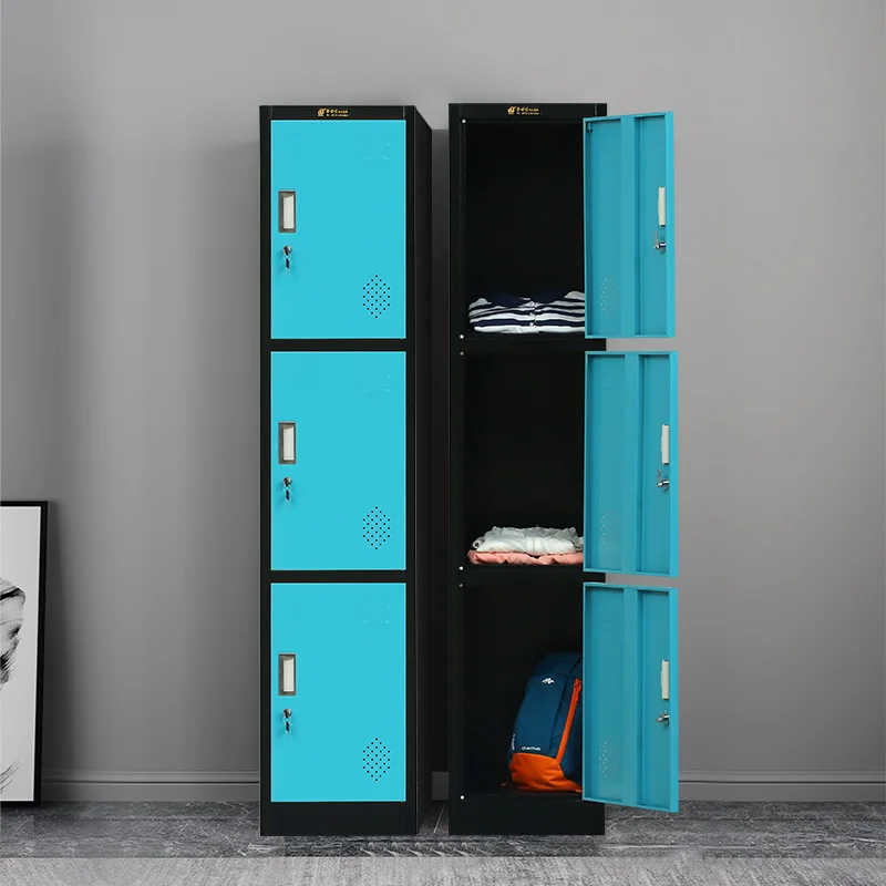 For School Business Gym Locker Wall storage Key lock 3 door cabinets garage storage locker