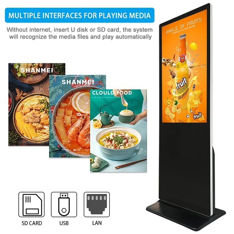 55 Inch Floor Stand Vertical Interactive Digital Signage Advertising Display Android LCD Touch Screen Kiosk