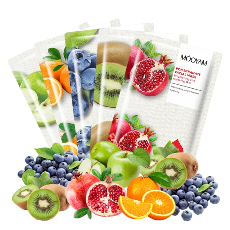 OEM ODM Blueberry Lemon Green Apple Natural Fruit face sheet mask private label For Facial Skin Care